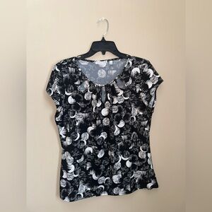 Notations Black and White Patterned Blouse